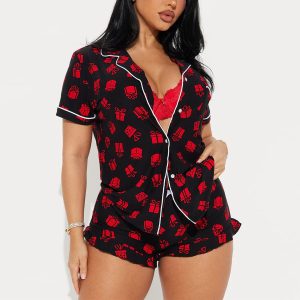 Fashionable Casual Ice Silk Pajamas Loungewear European And American