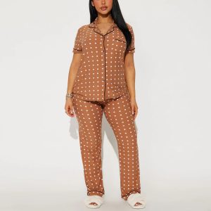 Fashionable Loungewear Imitation Silk Camisole Set For Women Pajamas