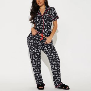 European American Style Plus Size Printed And Casual Ice Silk Pajamas