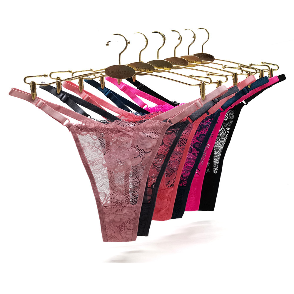 Women Cotton Lace Thong Underwear Pack Sexy Sheer Panties